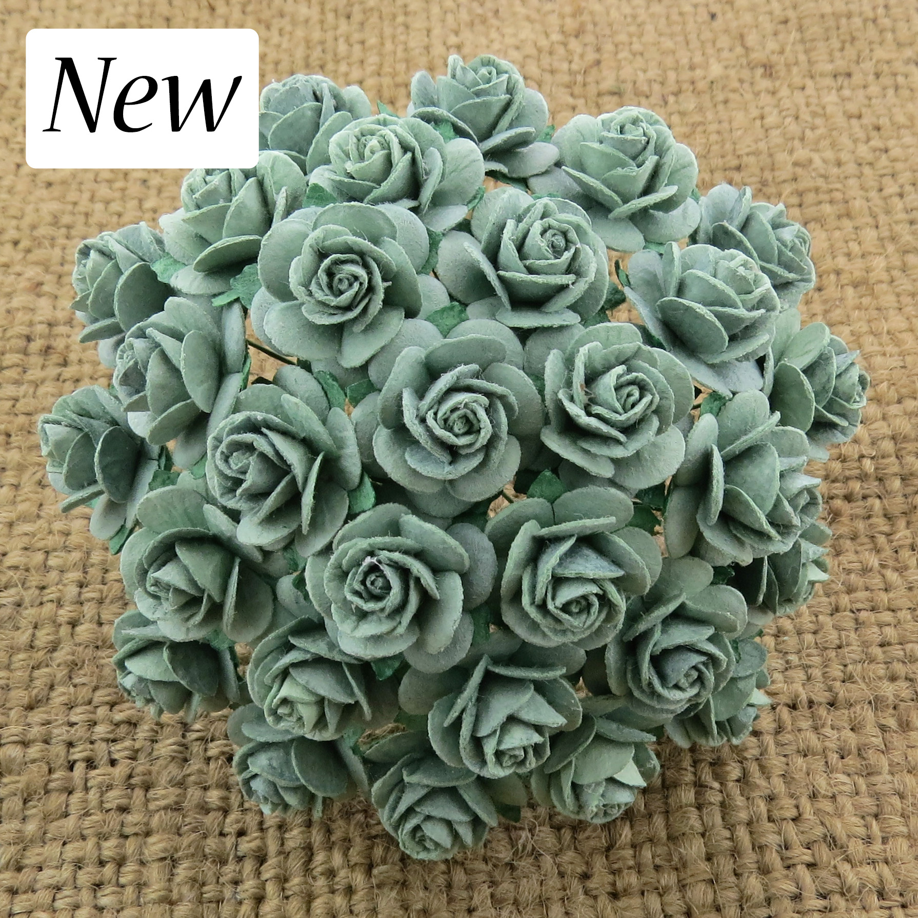 100 SAGE GREEN MULBERRY PAPER OPEN ROSES - Click Image to Close